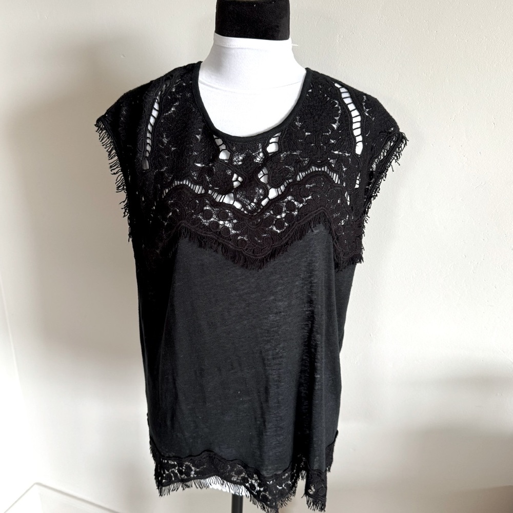 Generation Love Black Lace-Trim Sleeveless Top